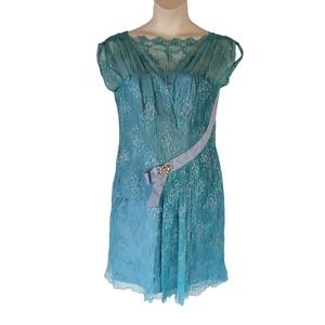 Samy Gicherman Couture Blue Lace MOB Cocktail Dress XL